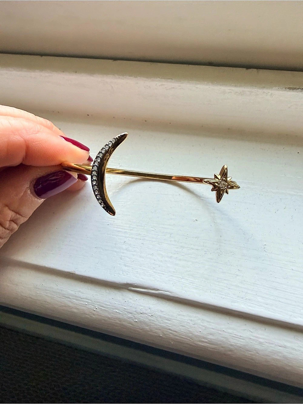 Stella and Dot Gold Crescent & Star Cuff Bracelet Like New